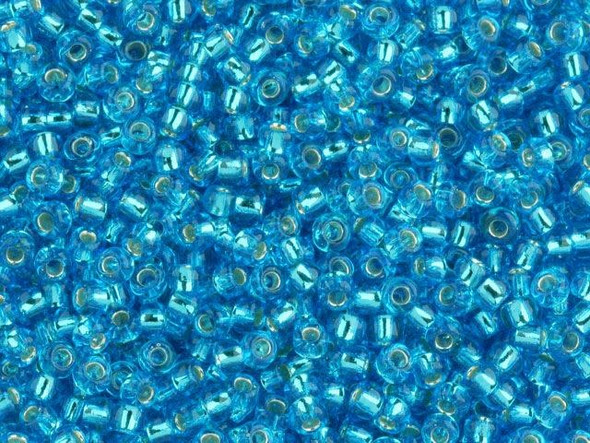 TOHO Glass Seed Bead, Size 8, 3mm, Silver-Lined Dk Aqua (Tube)