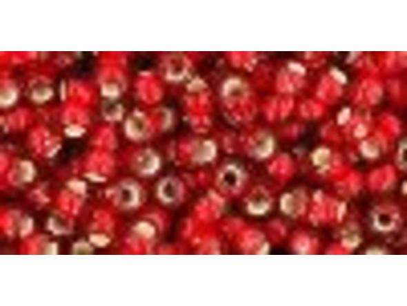 TOHO Glass Seed Bead, Size 8, 3mm, Silver-Lined Frosted Siam Ruby (Tube)