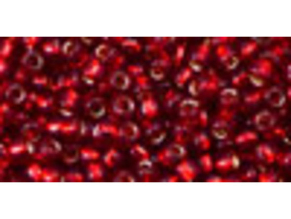 TOHO Glass Seed Bead, Size 8, 3mm, Silver-Lined Ruby (Tube)