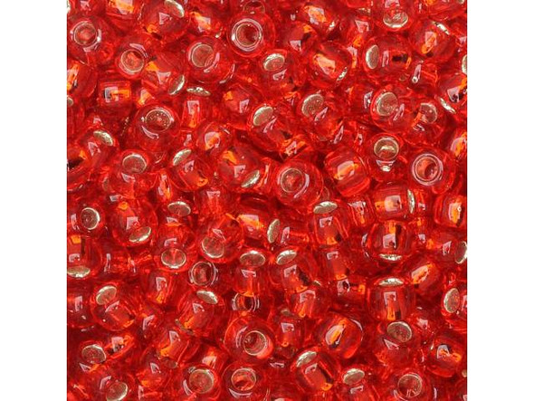 TOHO Glass Seed Bead, Size 8, 3mm, Silver-Lined Siam Ruby (Tube)