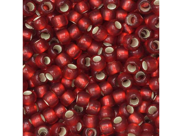 TOHO Glass Seed Bead, Size 8, 3mm, Silver-Lined Frosted Ruby (Tube)