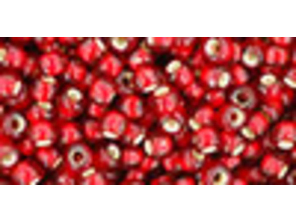 TOHO Glass Seed Bead, Size 8, 3mm, Silver-Lined Frosted Ruby (Tube)