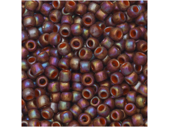 TOHO Glass Seed Bead, Size 8, 3mm, Semi Glazed Rainbow - Burnt Orange (Tube)