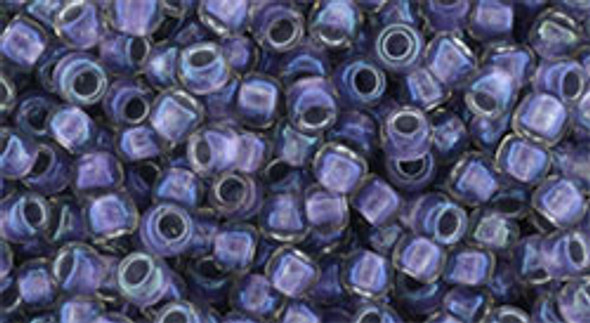 TOHO Glass Seed Bead, Size 8, 3mm, Inside-Color Rainbow Crystal/Metallic Purple-Lined (tube)