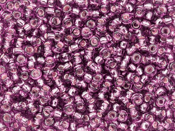 TOHO Glass Seed Bead, Size 8, 3mm, Silver-Lined Med Amethyst (Tube)