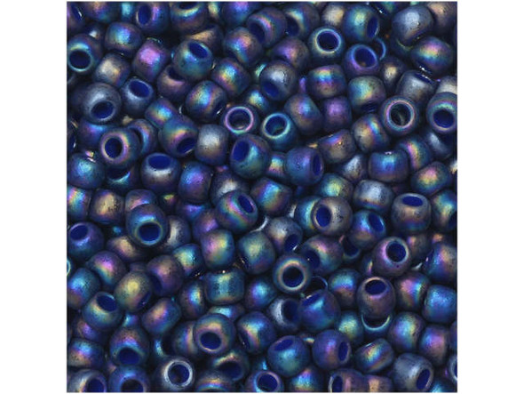 TOHO Glass Seed Bead, Size 8, 3mm, Semi Glazed Rainbow - Navy Blue (Tube)