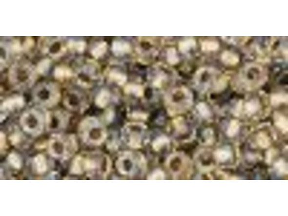 TOHO Glass Seed Bead, Size 8, 3mm, Inside-Color Crystal/Gold-Lined (Tube)