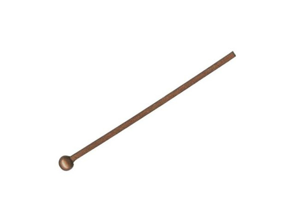 Antiqued Copper Plated Ball End Head Pin, Standard, 1" (100 Pieces)