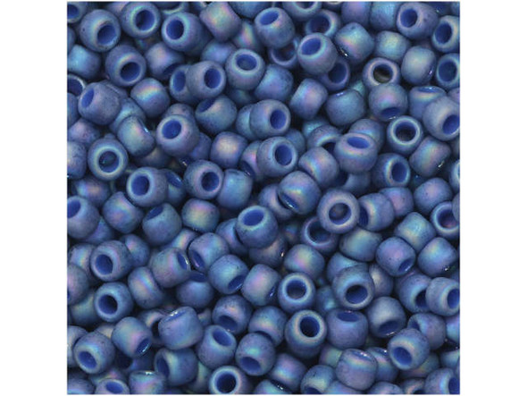 TOHO Glass Seed Bead, Size 8, 3mm, Semi Glazed Rainbow - Soft Blue (Tube)