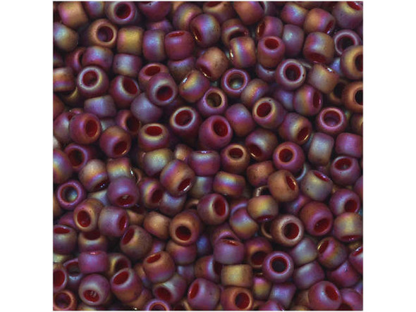 TOHO Glass Seed Bead, Size 8, 3mm, Semi Glazed Rainbow - Dk Red (Tube)