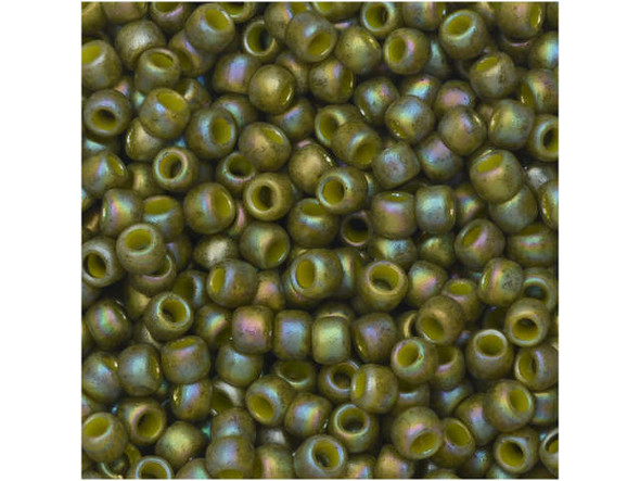 TOHO Glass Seed Bead, Size 8, 3mm, Semi Glazed Rainbow- Olive (Tube)