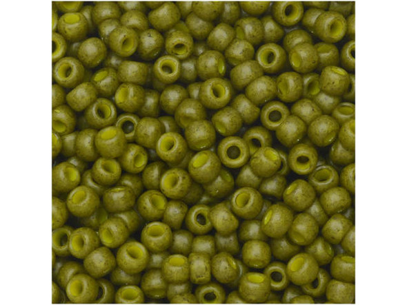 TOHO Glass Seed Bead, Size 8, 3mm, Semi Glazed - Olive (Tube)