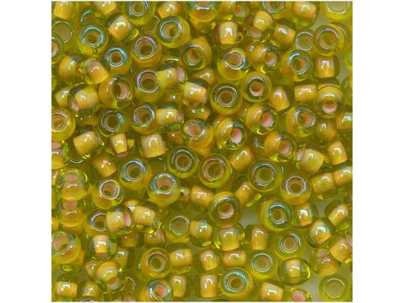 TOHO Glass Seed Bead, Size 8, 3mm, Inside-Color Jonquil/Apricot-Lined (Tube)