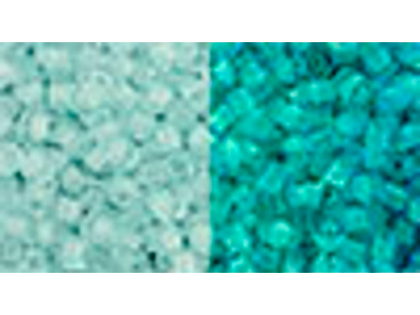 TOHO Glass Seed Bead, Size 8, 3mm, Glow In The Dark - Baby Blue/Bright Green (Tube)