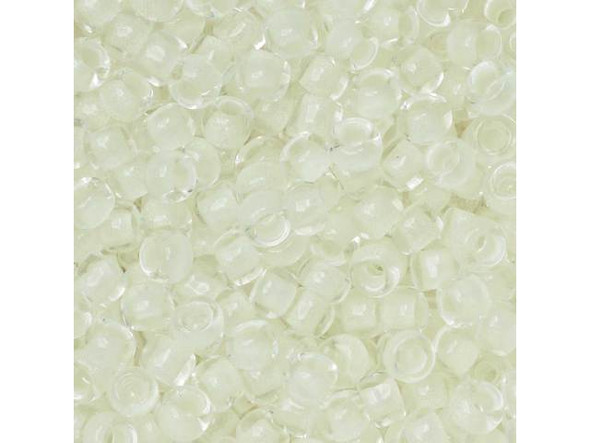 TOHO Glass Seed Bead, Size 8, 3mm, Glow In The Dark - Yellow Crystal/Bright Green (Tube)