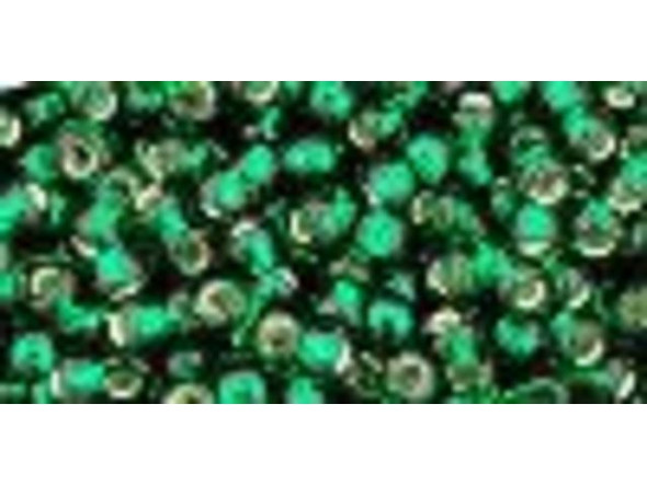 TOHO Glass Seed Bead, Size 8, 3mm, Silver-Lined Green Emerald (Tube)