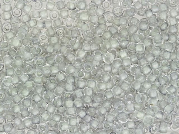 TOHO Glass Seed Bead, Size 8, 3mm, Glow In The Dark Gray Crystal/Bright Green (Tube)
