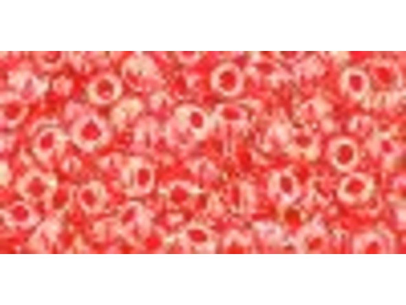 TOHO Glass Seed Bead, Size 8, 3mm, Inside-Color Crystal/Tomato-Lined (Tube)