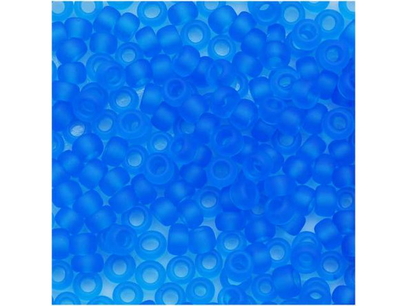 TOHO Glass Seed Bead, Size 8, 3mm, Transparent-Frosted Dk Aquamarine (Tube)