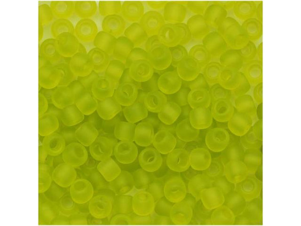 TOHO Glass Seed Bead, Size 8, 3mm, Transparent-Frosted Lime Green (Tube)
