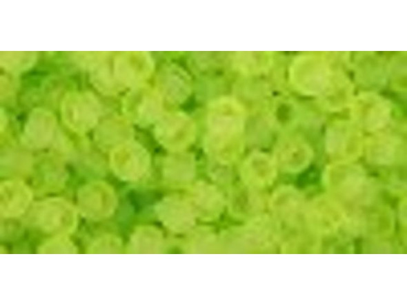 TOHO Glass Seed Bead, Size 8, 3mm, Transparent-Frosted Lime Green (Tube)