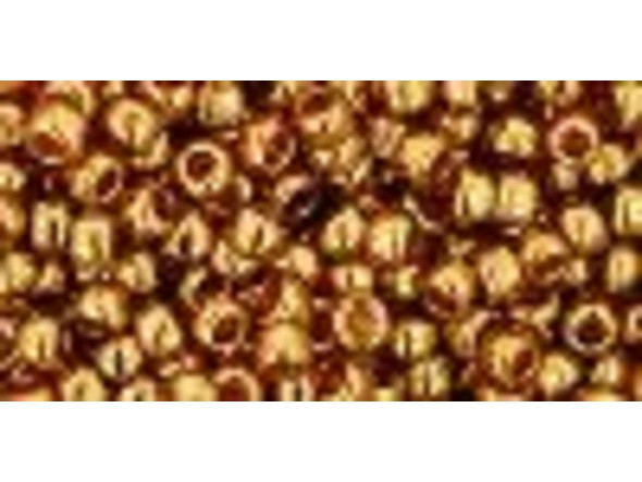 TOHO Glass Seed Bead, Size 8, 3mm, Gold-Lustered Transparent Pink (Tube)