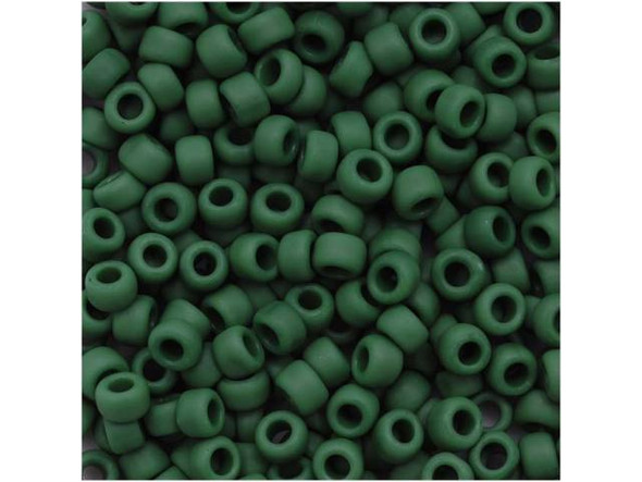 TOHO Glass Seed Bead, Size 8, 3mm, Opaque-Frosted Pine Green (Tube)