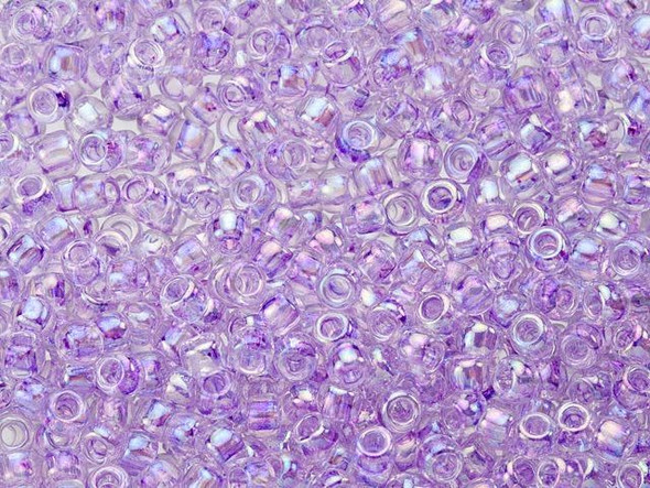 TOHO Glass Seed Bead, Size 8, 3mm, Transparent-Rainbow Foxglove (Tube)