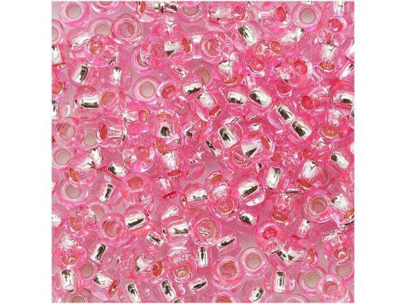 TOHO Glass Seed Bead, Size 8, 3mm, Silver-Lined Pink (Tube)