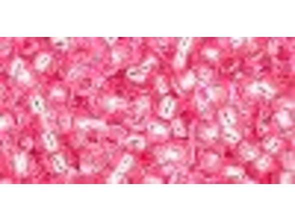 TOHO Glass Seed Bead, Size 8, 3mm, Silver-Lined Pink (Tube)