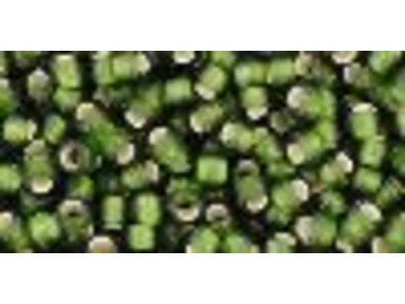 TOHO Glass Seed Bead, Size 8, 3mm, Silver-Lined Frosted Olive (Tube)
