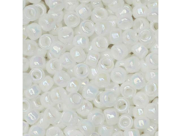 TOHO Glass Seed Bead, Size 8, 3mm, Opaque-Rainbow White (Tube)