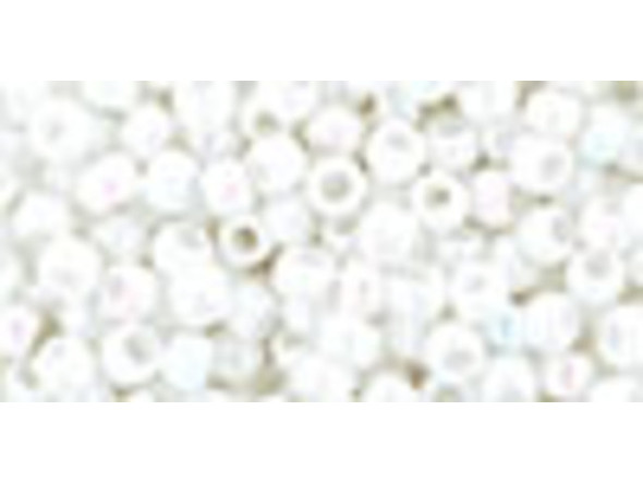 TOHO Glass Seed Bead, Size 8, 3mm, Opaque-Rainbow White (Tube)