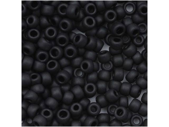 TOHO Glass Seed Bead, Size 8, 3mm, Opaque-Frosted Jet (Tube)