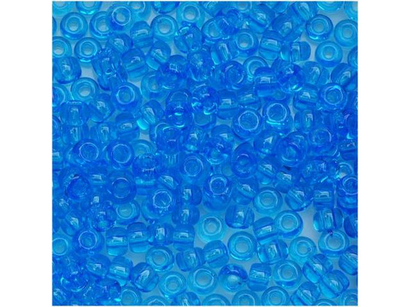 TOHO Glass Seed Bead, Size 8, 3mm, Transparent Dk Aquamarine (Tube)