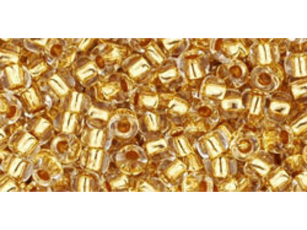 TOHO Glass Seed Bead, Size 8, 3mm, 24K Gold-Lined Crystal (Tube)