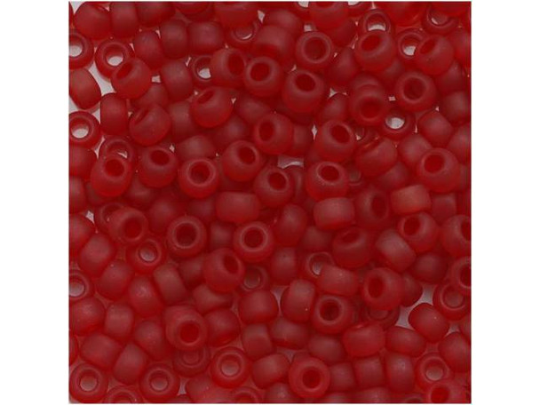 TOHO Glass Seed Bead, Size 8, 3mm, Transparent-Frosted Ruby (Tube)