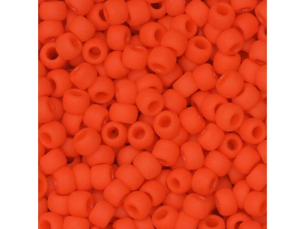 TOHO Glass Seed Bead, Size 8, 3mm, Opaque-Frosted Sunset Orange (Tube)