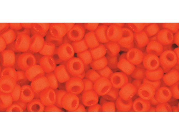 TOHO Glass Seed Bead, Size 8, 3mm, Opaque-Frosted Sunset Orange (Tube)