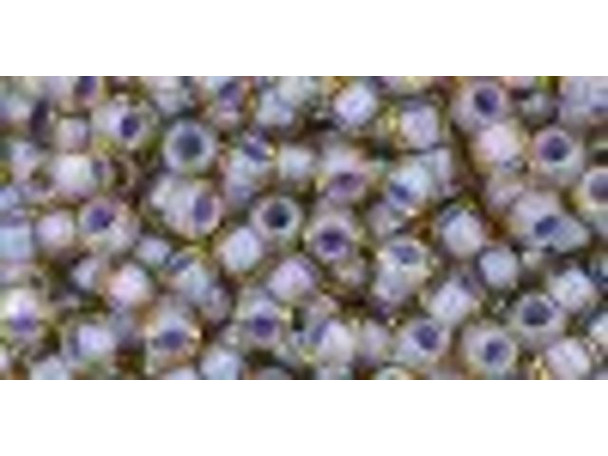 TOHO Glass Seed Bead, Size 8, 3mm, Inside-Color Lt Topaz/Opaque Lavender-Lined (Tube)