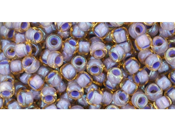 TOHO Glass Seed Bead, Size 8, 3mm, Inside-Color Lt Topaz/Opaque Lavender-Lined (Tube)