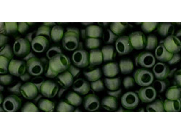 TOHO Glass Seed Bead, Size 8, 3mm, Transparent-Frosted Olivine (Tube)