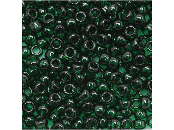 TOHO Glass Seed Bead, Size 8, 3mm, Transparent Green Emerald (Tube)