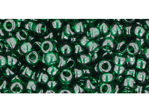 TOHO Glass Seed Bead, Size 8, 3mm, Transparent Green Emerald (Tube)