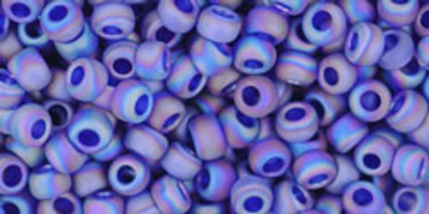 TOHO Glass Seed Bead, Size 8, 3mm, Transparent-Rainbow Frosted Dk Sapphire (tube)