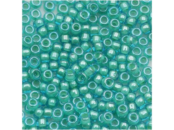 TOHO Glass Seed Bead, Size 8, 3mm, Inside-Color Aqua/Lt Jonquil-Lined (Tube) TOHO Glass Seed Bead, Size 8, 3mm, Inside-Color Aqua/Lt Jonquil-Lined (Tube)
