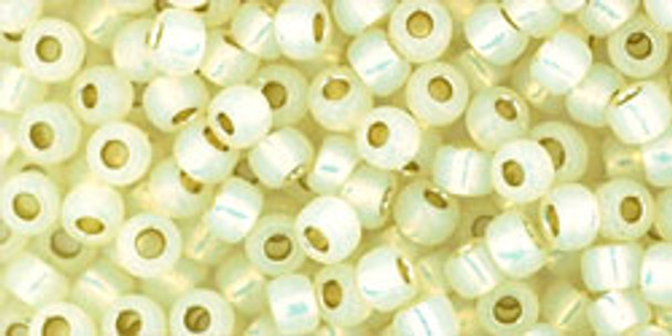 TOHO Glass Seed Bead, Size 8, 3mm, PermaFinish - Silver-Lined Milky Lt Jonquil (tube)