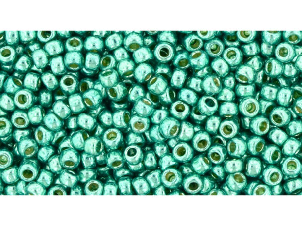 TOHO Glass Seed Bead, Size 8, 3mm, PermaFinish - Galvanized Green Tea (Tube)