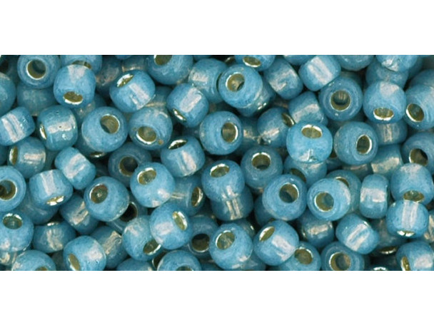 TOHO Glass Seed Bead, Size 8, 3mm, PermaFinish - Silver-Lined Milky Montana Blue (Tube)
