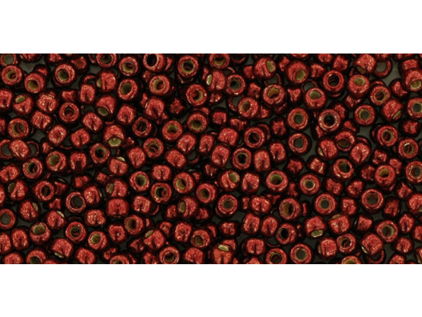 TOHO Glass Seed Bead, Size 8, 3mm, PermaFinish - Galvanized Brick Red (Tube)